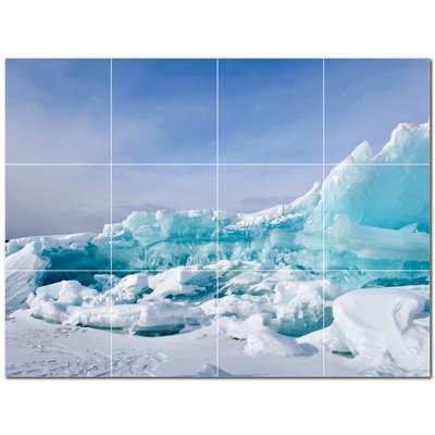 Glacier Photo 4.25'' x 4.25'' Satin Ceramic Decorative Mural