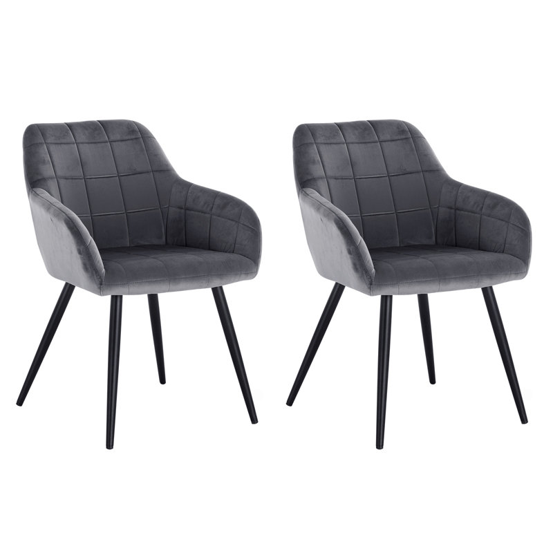 Palumbo Upholstered Dining Chair, 2, Dark Grey, Black