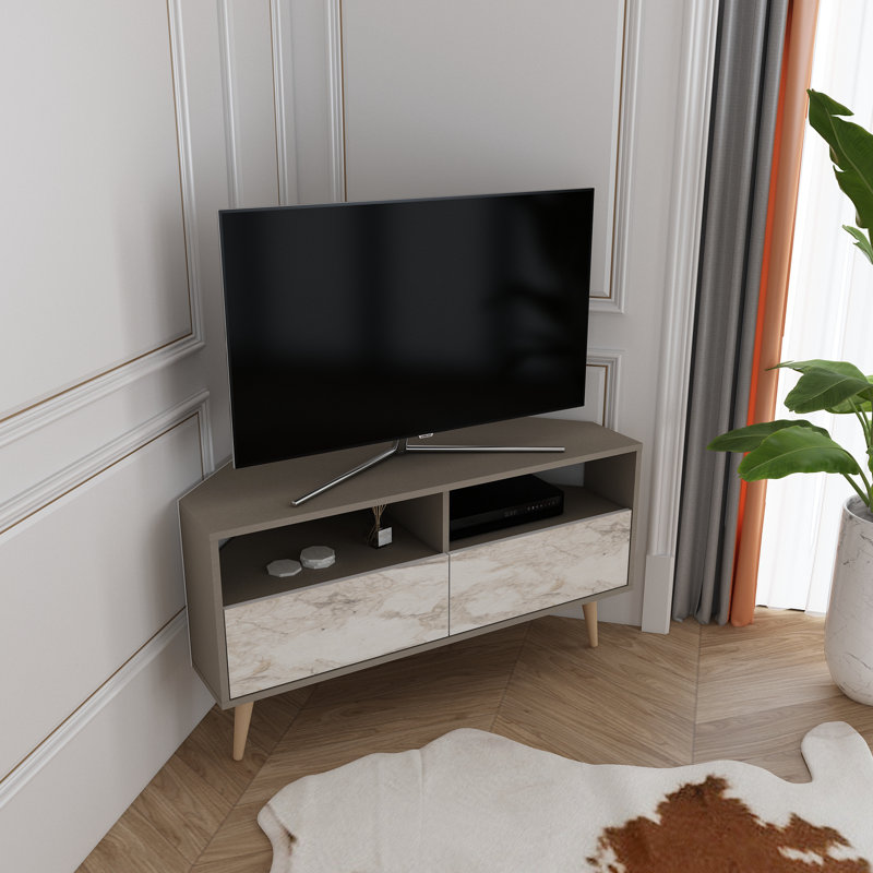 Meuble télé de coin 47 po Aura, Noir / Noyer