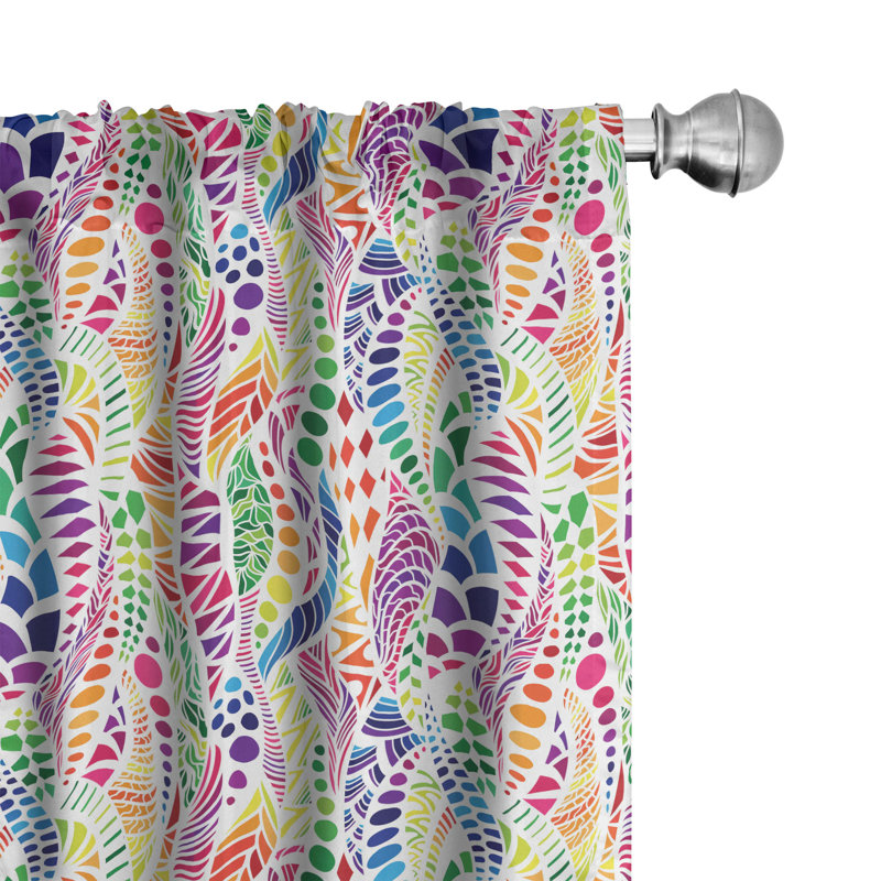 Geometric Semi-Sheer Rod Pocket Curtain Panels, 28" x 84"