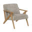 Fauteuil d'appoint rembourré en velours côtelé taupe avec coussin, structure en bois d'hévéa massif, style ferme moderne pour salon-134535852