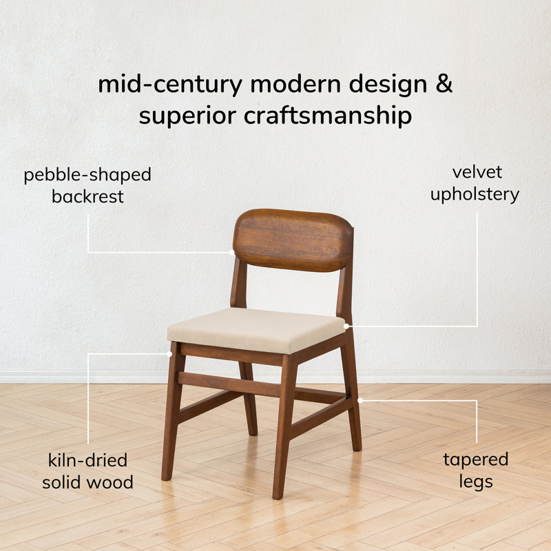 Chaise d'appoint de salle à manger rembourrée en bois massif Loughborough