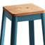 Tabouret de bar rustique avec siège naturel et pieds en métal bleu sarcelle pour la chambre à coucher-790497659