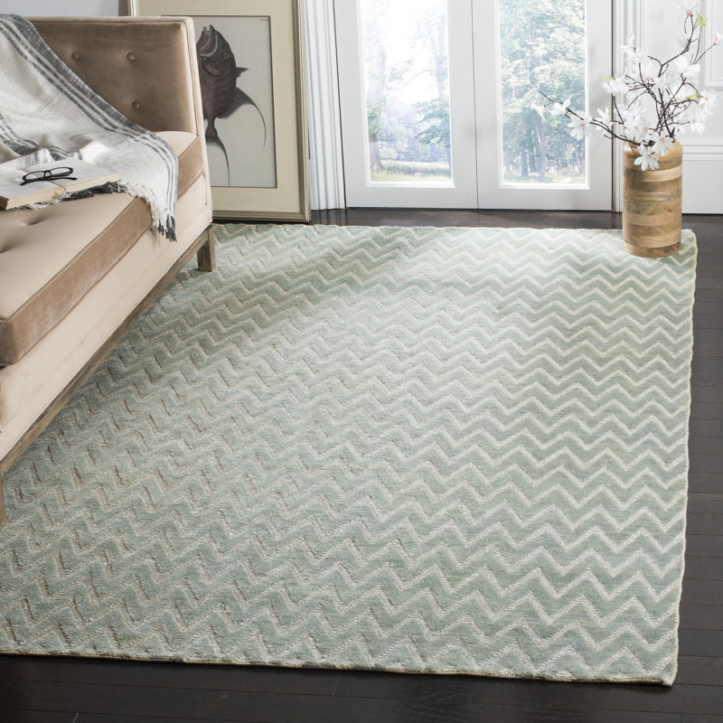 Santa Fe Hand-Knotted Wool Gray/Green Area Rug, Rectangle 2' x 3'