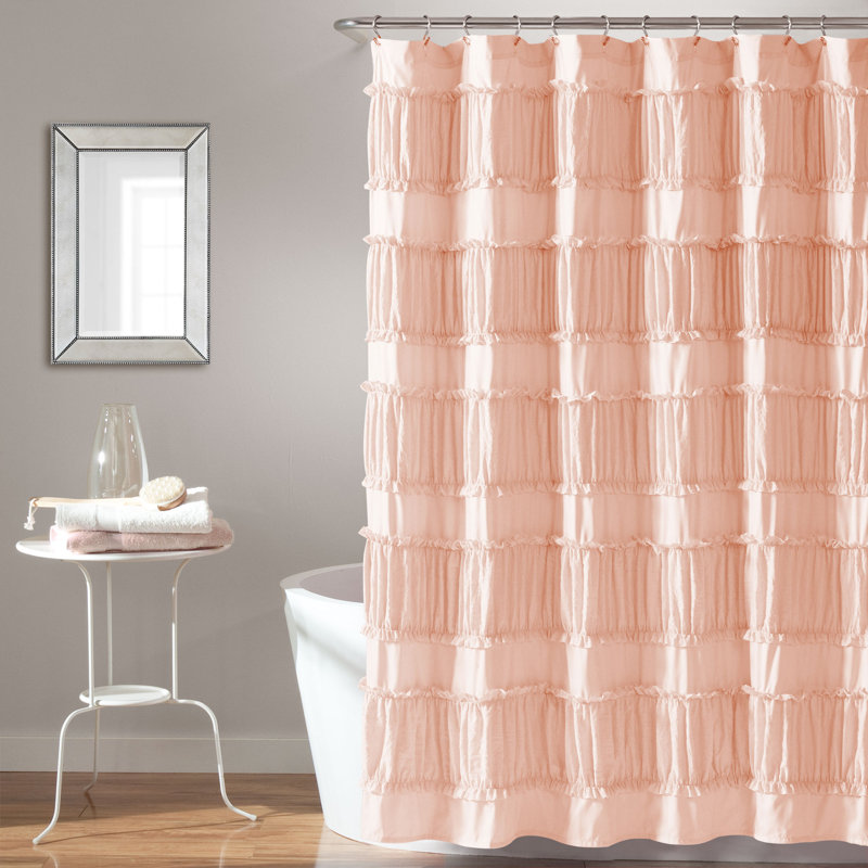 Nova Ruffle Shower Curtain, Blush
