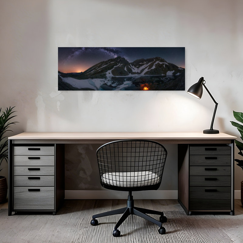 Milky Way Mountain Camp 1 Piece Wrapped Canvas Panoramic Wall Art, 91.44 cm H x 30.48 cm W