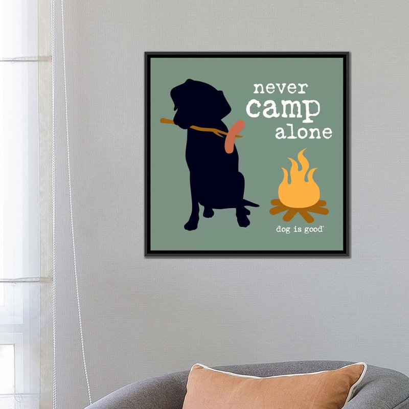 «Never Camp Alone I», impression sur toile, H 26 po x l 26 po x P 1,5 po, Toile avec cadre flottant noir, Pas de tapis