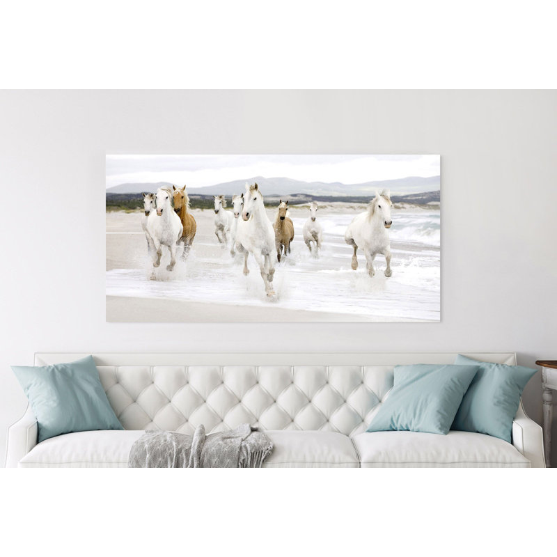 Horses On The Beach - Wrapped Canvas Print, 50cm H x 100cm W