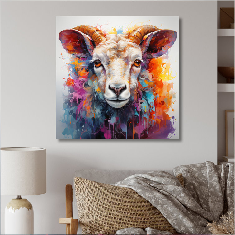 " Colourful Sheep Chromatic Fleece I " on Canvas