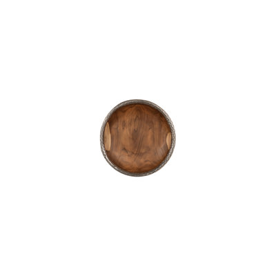 Teak Wood Bowl Wall Art, Metallurgy Edge