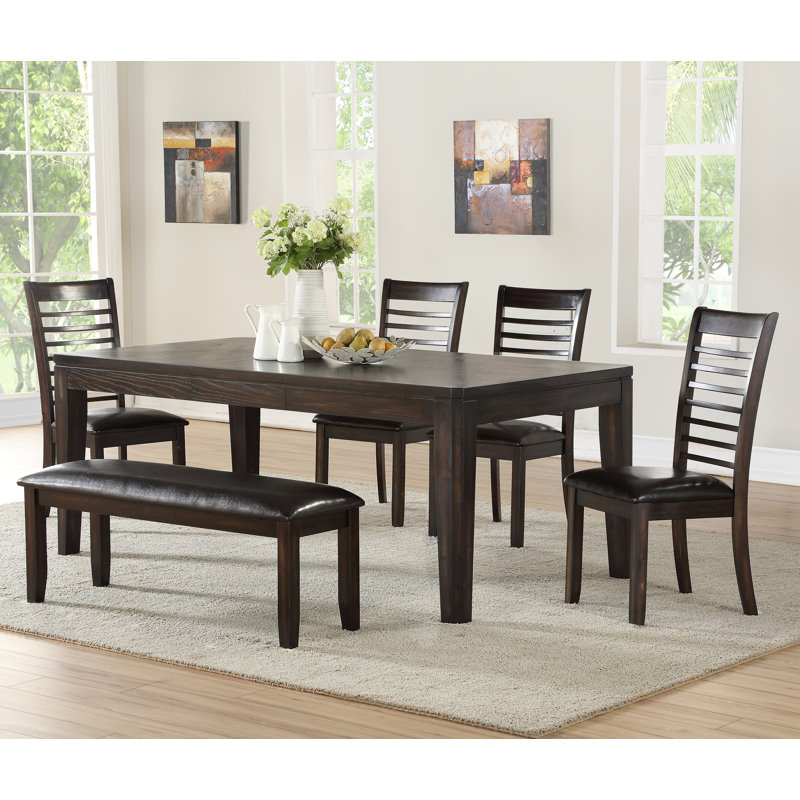 Cianciulli Gatling Extendable Dining Set, 6 Pieces: Table, Bench, 4 Chairs