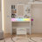 Vanity Desk With LED Lights Mirror & Power Outlet,Vanity Table Set With Storage Drawers & Chair, 3 Lighting Modes & Led RGB Adjustable Brightness, Dressing Table For Women Girls Bedroom, White