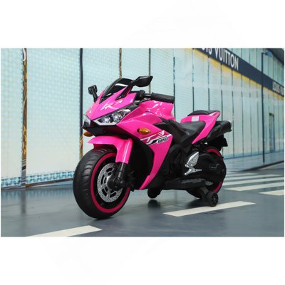 Motorcycle 12 V Motorcycle For  3-8 Years Boys Girls, Motorcycle Ride On Toy With Training  Wheels/Manual Throttle/ Drive By Hand /Lighting  Wheels