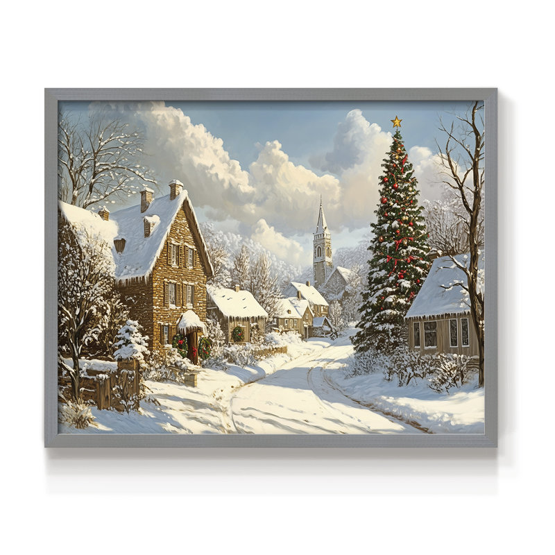 Art de Noël - CCR - Reproduction encadrée - Restickable, Gris, H 16 po x l 20 po