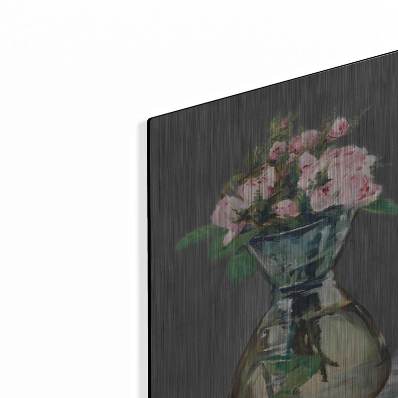 «Watercolor Pink Roses» par Lettered & Lined, art mural en métal, H 16 po x l 12 po