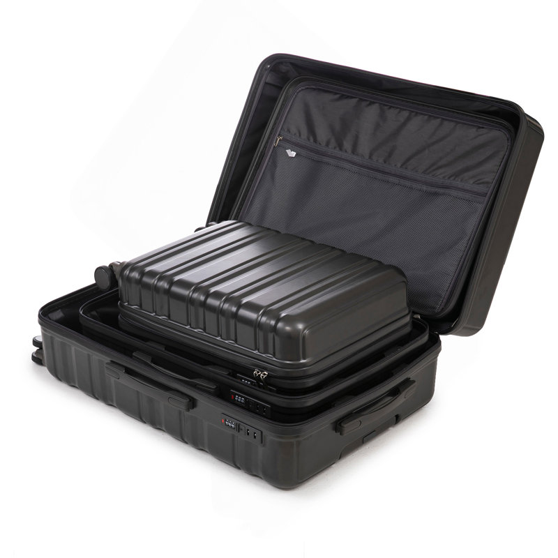 20 po / 24 po / 28 po 3 pièces / ensemble en valise à roulettes ABS, valise de cabine, couleur assortie, serrure à combinaison