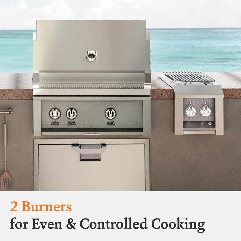 30" Buitl-In Grill, 2 Trellis Burners, Rotisserie, Natural Gas