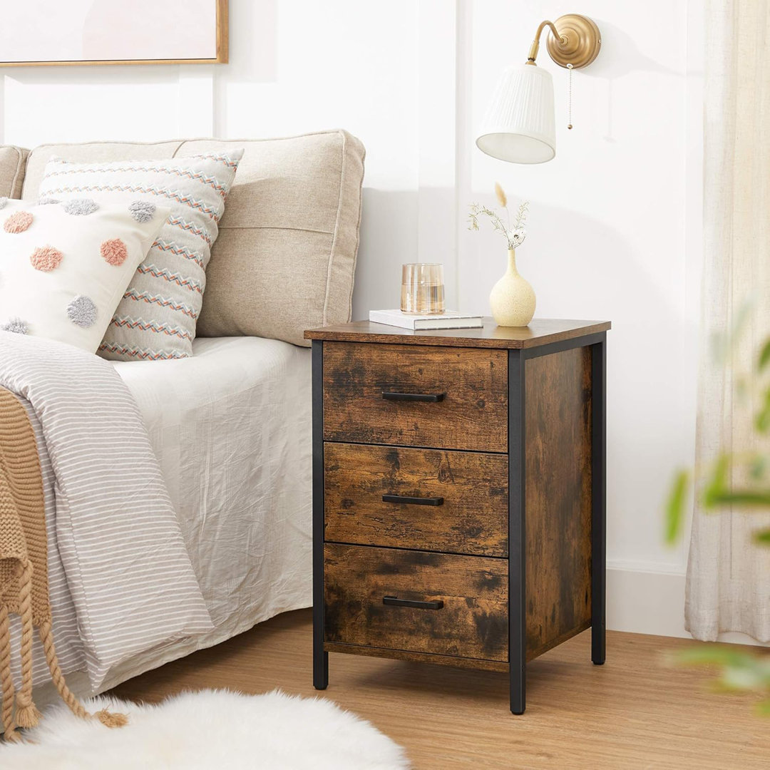 Bedside Table with 3 Drawers