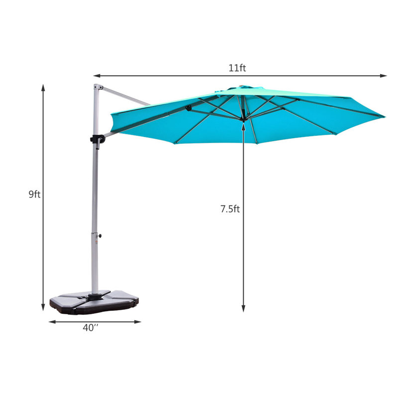 Parasol en porte-à-faux 11 pi Gahn, Bleu