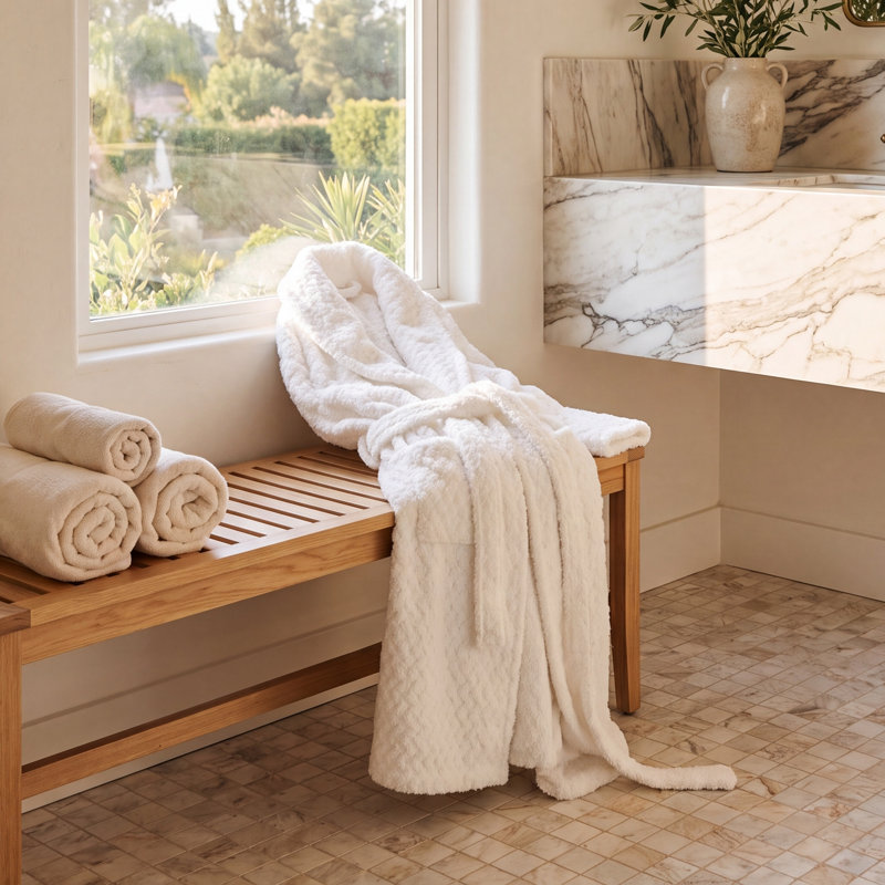 Snug Waffle Robe, XL, Clear White