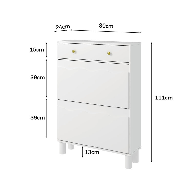 15 Pair Stackable Shoe Storage Cabinet, White