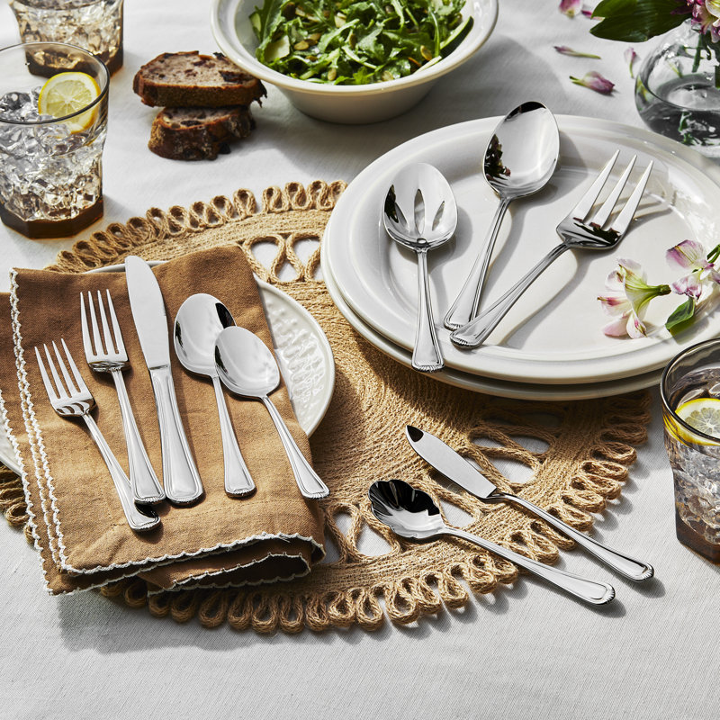 HENCKELS Alcea Flatware Set, 65-Piece, Silver