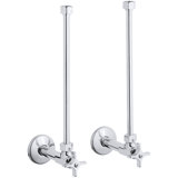 Pair Angle Supplies with Stop, Cross Handle and Annealed Vertical Tube