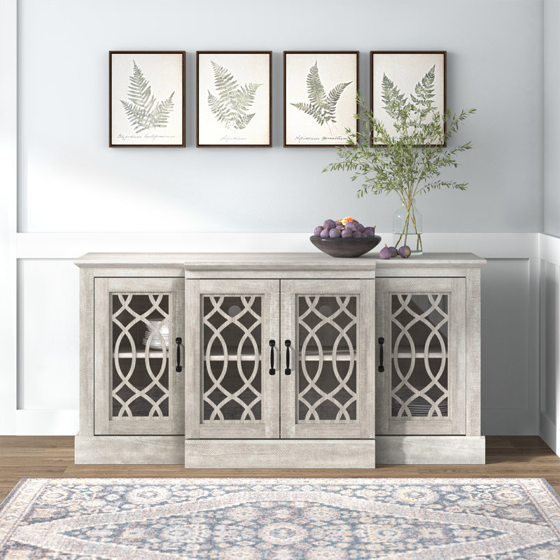 Buffet large 4 portes Eleana, Chêne gris cendré