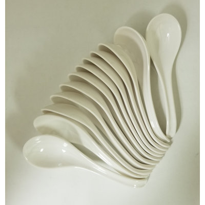 Multi-purpose Melamine Ladle Style Soup Spoon In White - Pack Of 12
