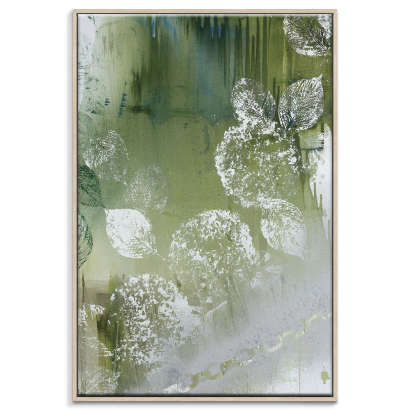 Hydrangea Green by Sally Adams - Painting on Canvas, 76cm H x 51cm W, Timber Floater Frame