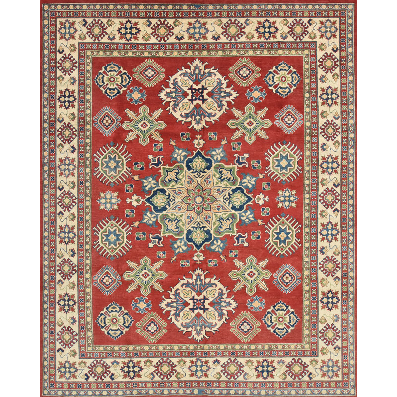 Tapis oriental rouge en laine noué à la main Nabeel