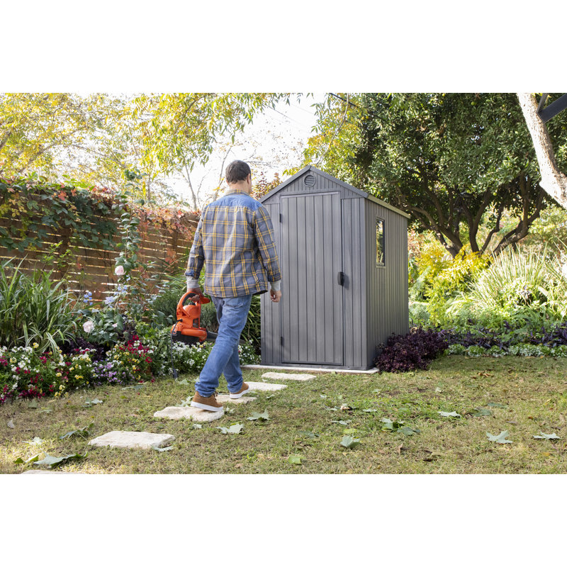 Darwin 4 ft. W x 6 ft. D Durable Resin Outdoor Storage Shed With Floor and Window for Garden Patio Furniture and Tools, Grey