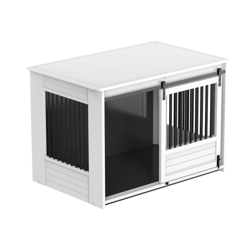 Tucker Murphy® ECOFLEX® Barn Door Dog Crate End Table, Large (29.92" H x 27.87" W x 43.07" D) , White