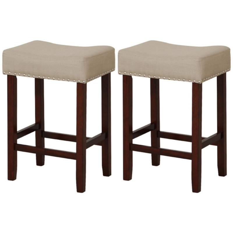 Ensemble de 2 tabourets de bar avec coussins de siège incurvés, Tabouret de comptoir (siège d'une hauteur de 25 p