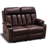 Power Recliner, Loveseat Sofa with Heat and Massage, Cup Holders, USB Charge Port, Faux Leather