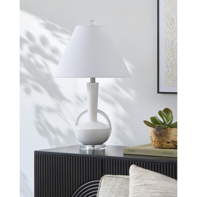 Valdez Table Lamp, White, White