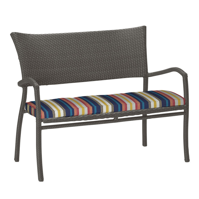 Skye Wicker Garden Bench, Slate Gray, Intermix Bark, Welt
