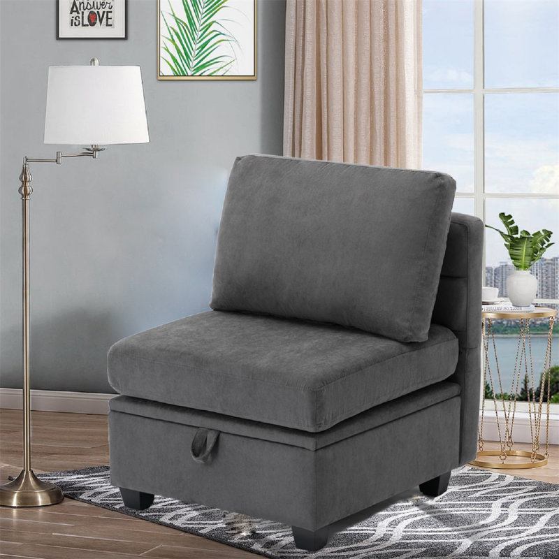 Toxi Upholstered  Armless Side Chair, Dark Gray 100% Polyester