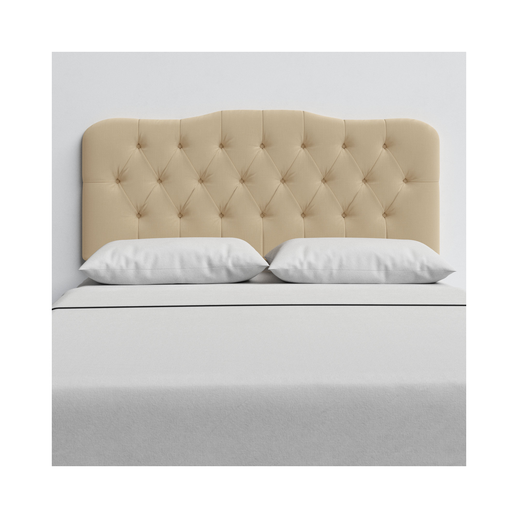 Rodan Upholstered Headboard, Classic Sandstone Linen, Queen