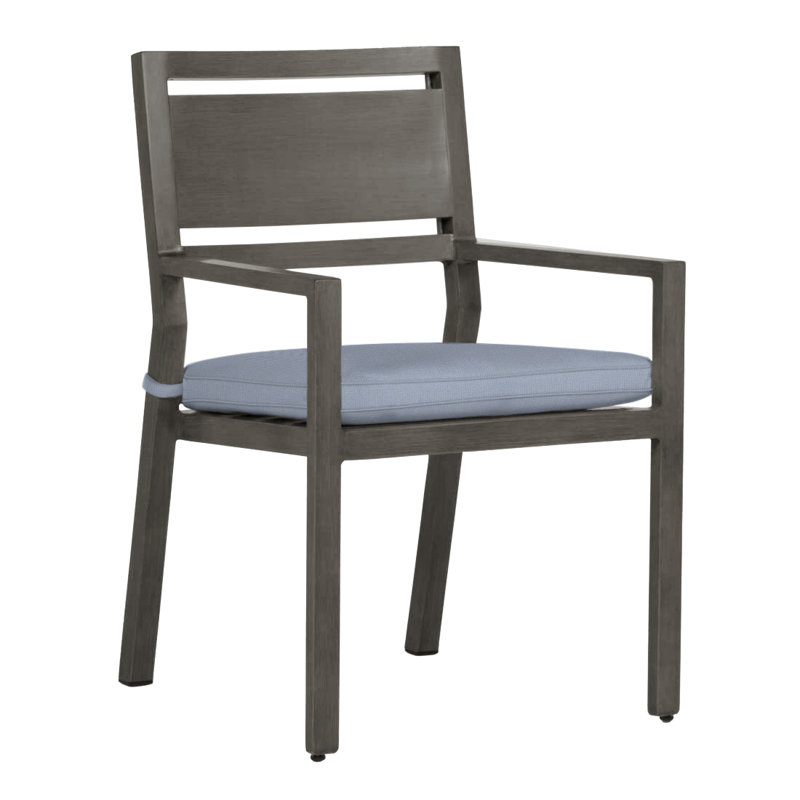 Avondale Aluminum Patio Dining Armchair with Cushions, Avondale Aluminum #31 Slate Gray, Welt, Arbor Chambray