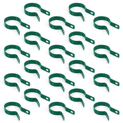 Green Galvanized Tension Band for 2-3/8" Outside Diameter Post with Bolt & Nut, Heavy Duty Chain Link Fence Parts, Hardware for Chain Link Fence, Gate, Posts, Pack of 20