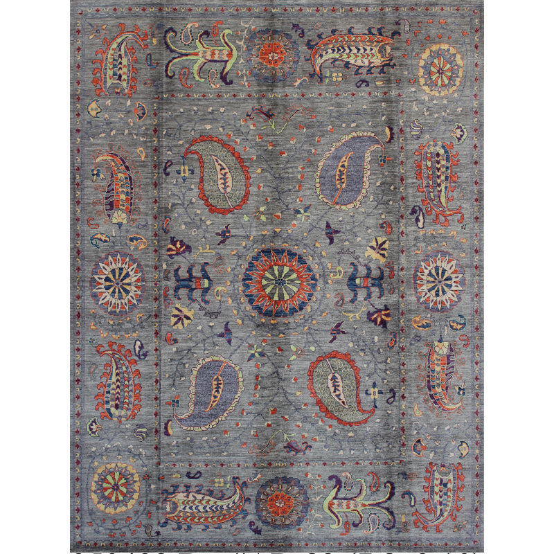 Aryana Hand-Knotted High-Quality Gray/Orange/Blue Area Rug