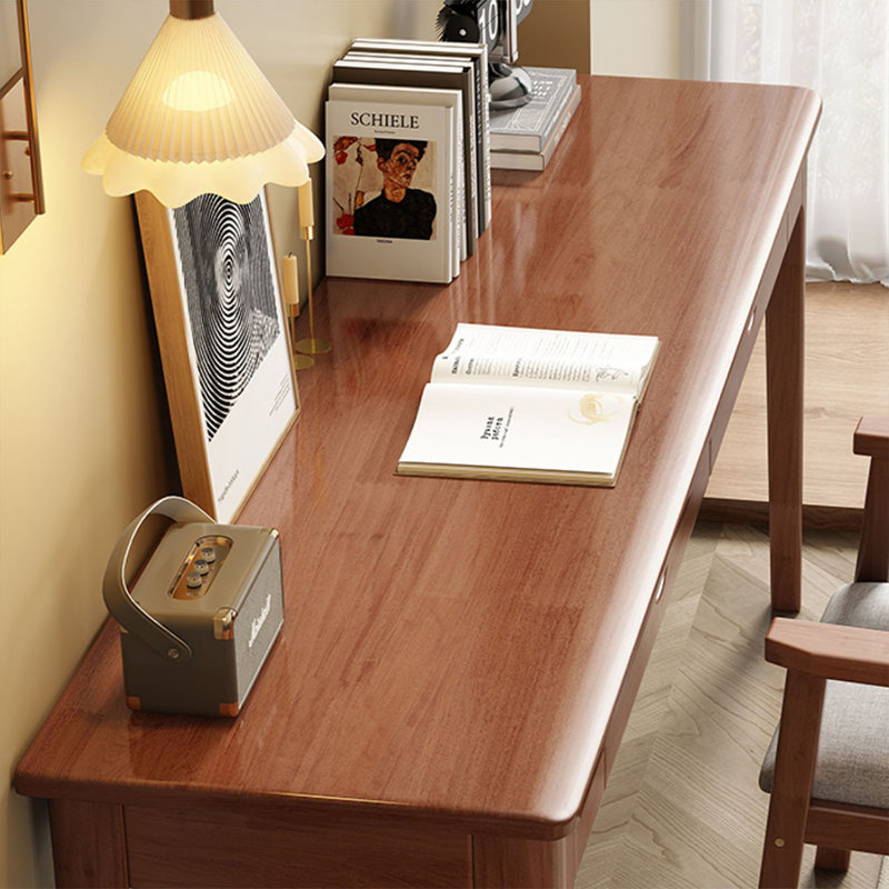 Bureau rectangulaire à 3 tiroirs en bois massif brun noisette, H 29,53 po x l 62,99 po x P 17,72 po
