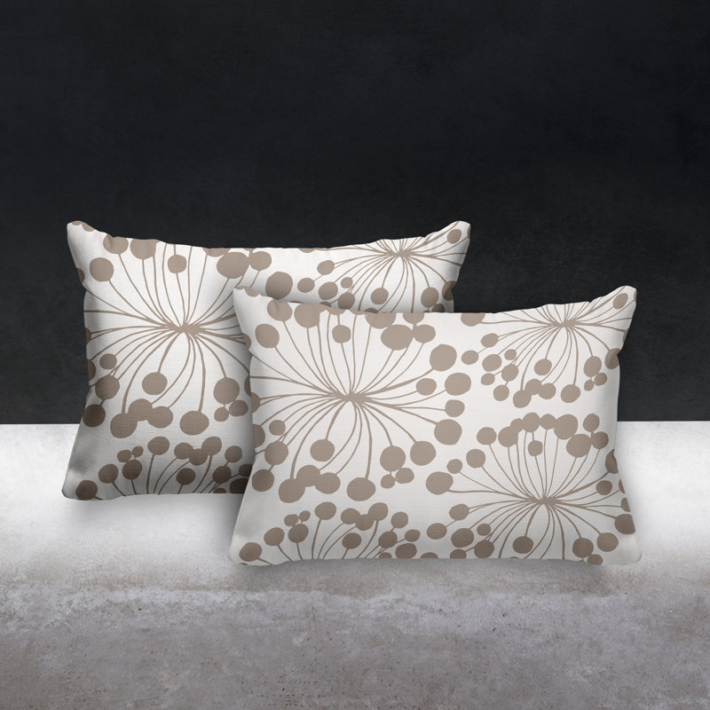 Polyester / Mélange de polyester Housse de coussin rectangulaire intérieure / extérieure lombaire et insert, Beige