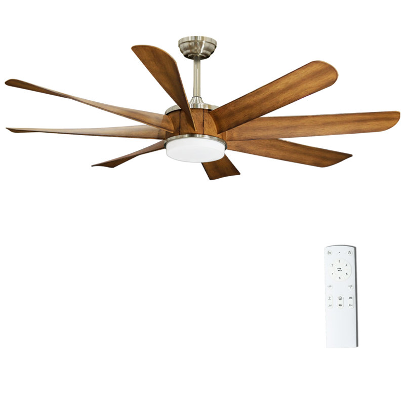 Ventilateur de plafond moderne de 60 po avec lumière et télécommande, 3 lumières de couleur, 6 vitesses, moteur à courant continu réversible silencieux, minuterie