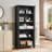 70" Tall Black Bookshelf,5 Tier Wooden Book Shelf with Adjustable Shelves & Wood Legs,Free Standing Farmhouse Bookcase with Open Display Storage,Vintage Bookshelves for Living Room,Office-1616211620