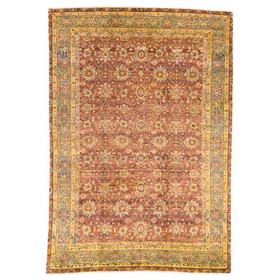 Hand Knotted Wool Area Rug in Red