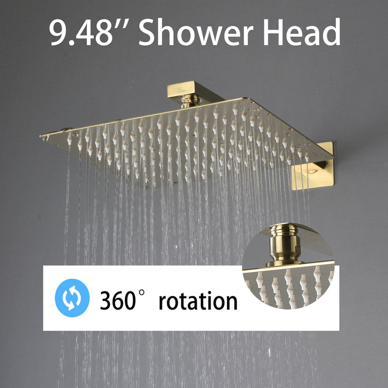 Shower System with Rough-in Valve, Gold
