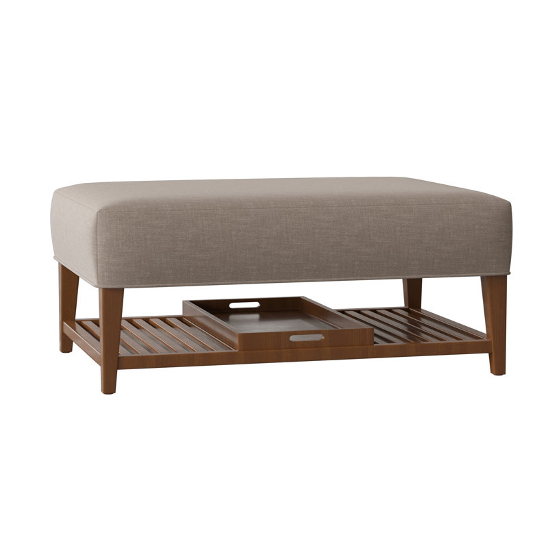 Carly Ottoman, Pecan, Beantown 41 Taupe Performance Chenille