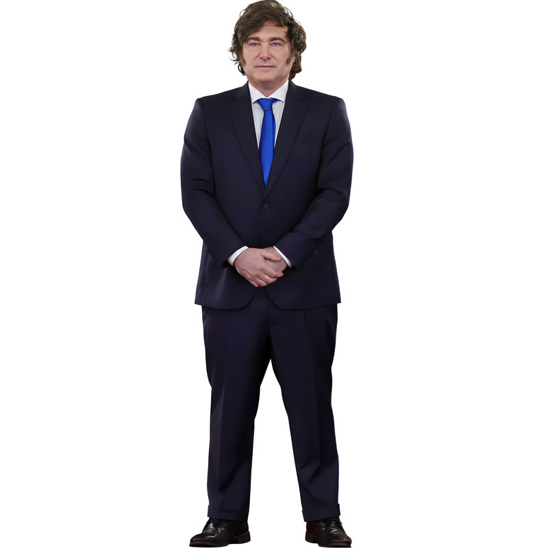 H38300 Javier Milei, président de l'Argentine, découpe de carton debout
